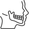 line drawing of an x-ray profile of a human skull